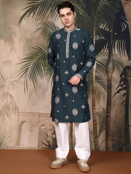 Sanwara - Presents Denim Blue Men Kurta with Pant