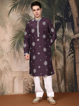 Sanwara - Celebrates Festive Heritage With Purple Men Kurta with Pant