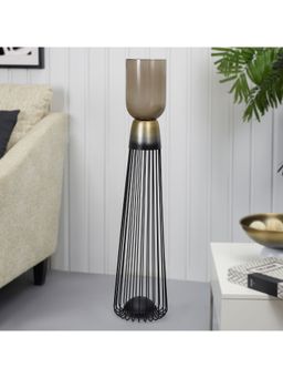 HomeTown - Zeus Iron and Glass Ombre Wired Candle Holder 20x105 cm in Antique Gold and Black