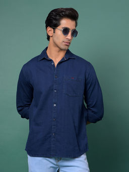 CRIMSOUNE CLUB - Men's Blue Denim Shirt