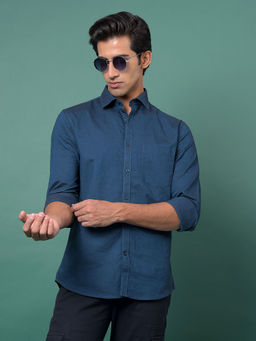 CRIMSOUNE CLUB - Men's Blue Solid Shirt