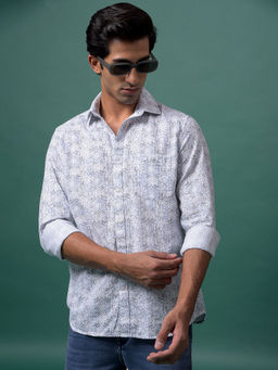 CRIMSOUNE CLUB - Men's Grey Floral Print Shirt