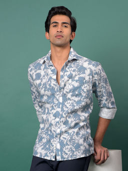 CRIMSOUNE CLUB - Men's Blue Printed Shirt