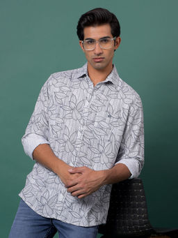 CRIMSOUNE CLUB - Men's Grey Floral Print Shirt