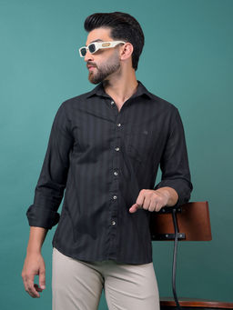 CRIMSOUNE CLUB - Men's Blue Vertical Stripes Cotton Shirt