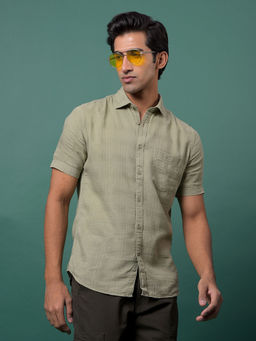 CRIMSOUNE CLUB - Men's Green Checked Shirt