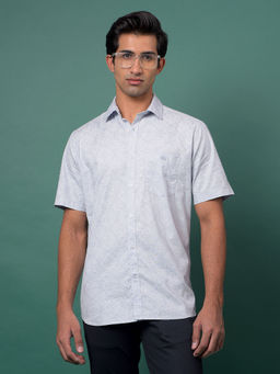 CRIMSOUNE CLUB - Men's Grey Printed Cotton Shirt