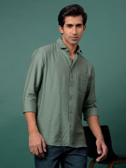 CRIMSOUNE CLUB - Men's Green Solid Shirt