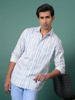 CRIMSOUNE CLUB - Men's Blue Printed Shirt