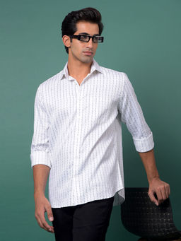 CRIMSOUNE CLUB - Men's White Vertical Stripes Shirt
