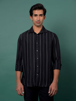 CRIMSOUNE CLUB - Men's Black Vertical Stripes Shirt
