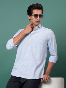 CRIMSOUNE CLUB - Men's Blue Jacquard Shirt