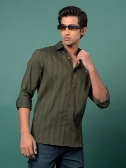 CRIMSOUNE CLUB - Men's Green Vertical Stripes Shirt