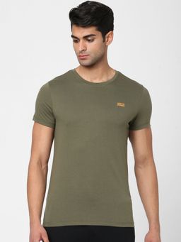 Jack & Jones - Men Solid Olive T-Shirt