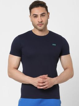 Jack & Jones - Men Solid Navy Blue T-Shirt