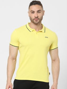 Jack & Jones - Men Solid Yellow Polo T-Shirt