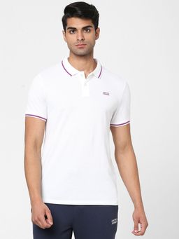 Jack & Jones - Men Solid White Polo T-Shirt