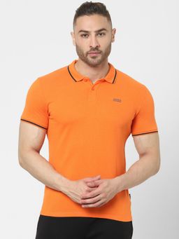Jack & Jones - Men Solid Orange Polo T-Shirt