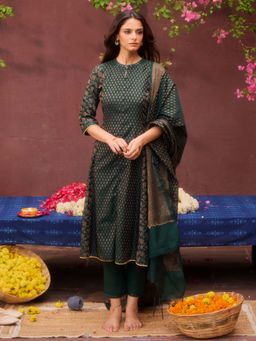Aurelia - Woven Anarkali Kurta with Pant and Dupatta (Set of 3)