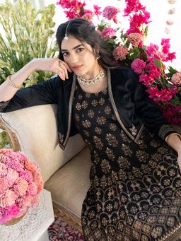 Aurelia - Black Floral Maxi Dress and Jacket (Set of 2)