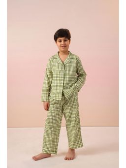 The Little Trunk - Green Checks Boys Shirt and Pyjama (Set of 2)