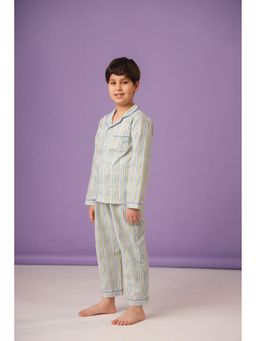 The Little Trunk - Shades Of Blue Stripe Top with Pyjama (Set of 2)