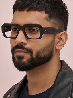 Lenskart STUDIO - Unisex Zero Power Blue Cut & Antiglare Black Frame Full Rim Computer Glasses