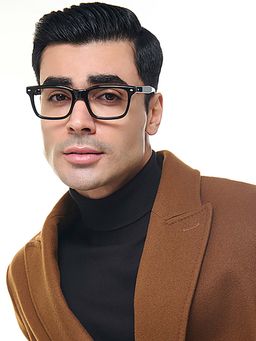 Lenskart STUDIO - Unisex Zero Power Blue Cut & Antiglare Black Frame Full Rim Computer Glasses