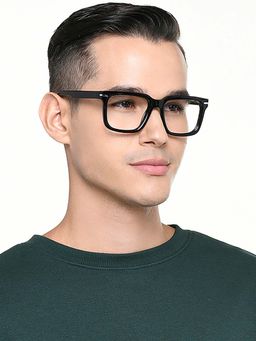 Lenskart STUDIO - Unisex Zero Power Blue Cut & Antiglare Black Frame Full Rim Computer Glasses
