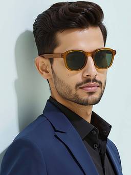 John Jacobs - Unisex Polarization & 100% UV Protected Green Lens Full Rim Sunglasses
