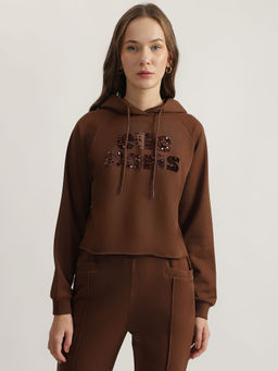 ELLE - Brown Embellished Hoodie