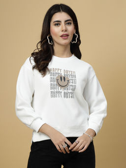 Mafadeny - White Typography Sweatshirt