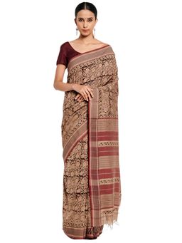 Fabindia - Cotton Silk Kalamkari Sari (Black)