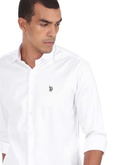 U.S. POLO ASSN. - Men White Barrel Cuff Solid Casual Shirt