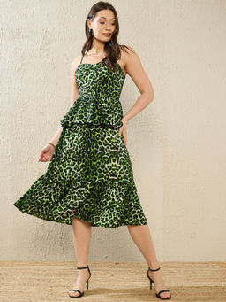 KASSUALLY - Green Printed Tired Dress