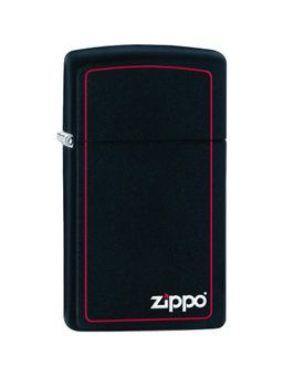 Zippo - Slim Black Matte with Red Border Windproof Pocket Lighter