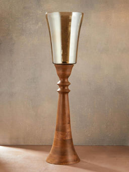 Fabindia - Yellow Abha Wooden Candle Holder