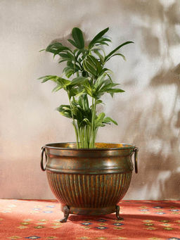 Fabindia - Teal Heer Metal Floor Planter