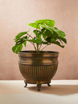 Fabindia - Teal Heer Metal Floor Planter