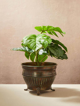 Fabindia - Teal Heer Metal Floor Planter