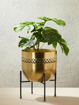 Fabindia - Golden Sarvar Metal Floor Planter