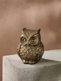 Fabindia - Golden Standalone Casted Metal Sitting Baby Owl