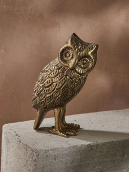 Fabindia - Golden Standalone Casted Metal Standing Owl