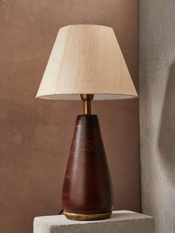Fabindia - Brown Marya Wooden Table Lamp Without Shade