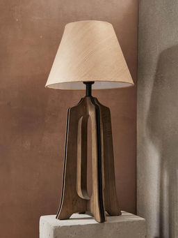 Fabindia - Brown Node Wooden Table Lamp Without Shade