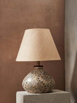 Fabindia - White Avin Ceramic Table Lamp Without Shade