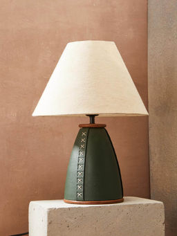 Fabindia - Green Bodh Metal Table Lamp Without Shade