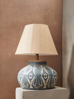 Fabindia - Blue Lokya Ceramic Table Lamp Without Shade