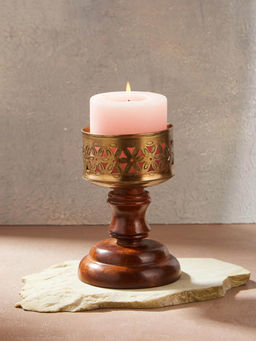Fabindia - Golden Tejas Wooden Candle Holder