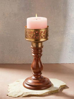 Fabindia - Golden Tejas Wooden Candle Holder